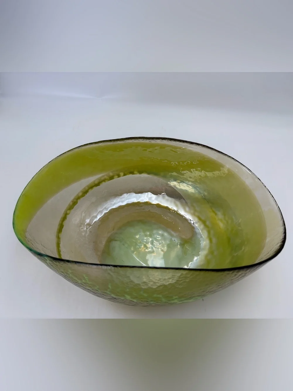 Crate & Barrel Agave Large Centerpiece Bowl Green Murano Glass Made In Italy